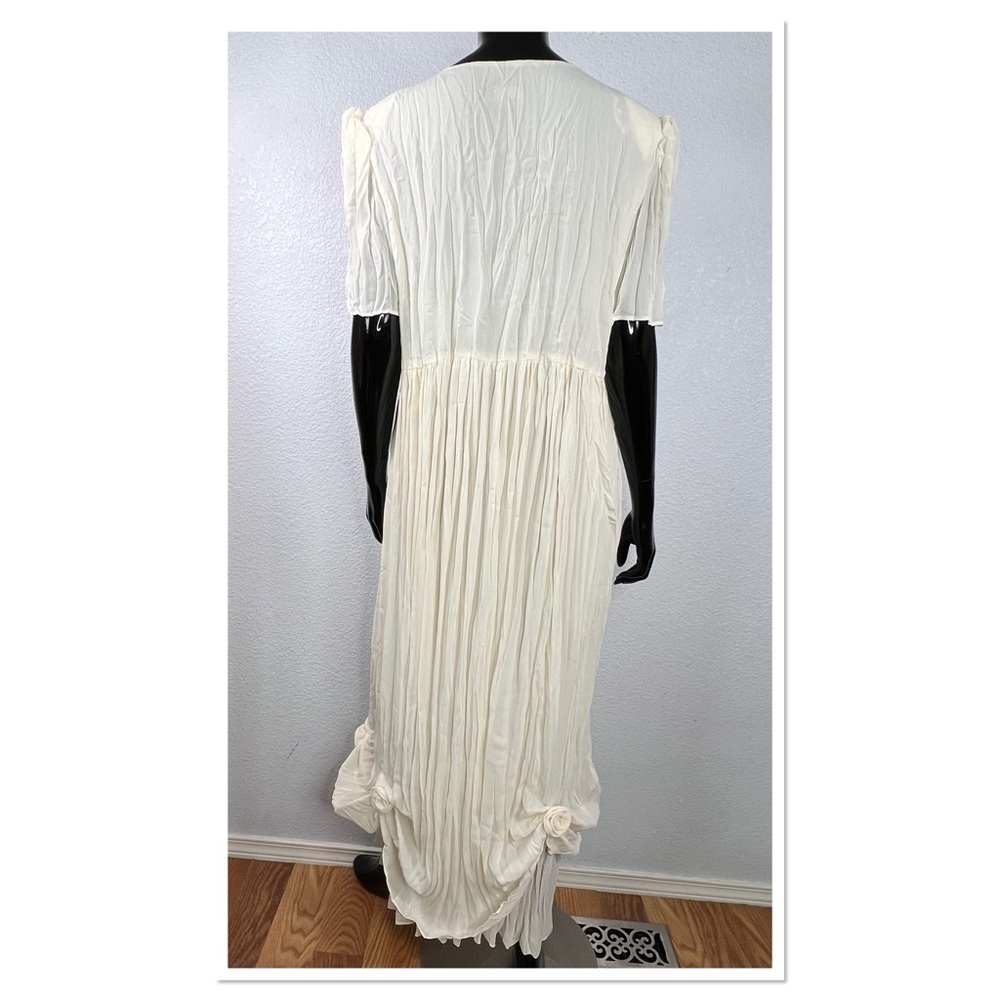 CDC Vintage Caren Desiree Maxi Dress Sz 14 Cream Polyester Floral Embellishment - Picture 7 of 11